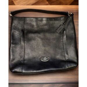 Coach Women's Scout Black Pebble Leather Hobo Bag Saddle Bag